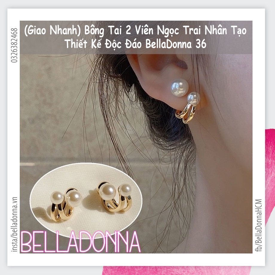  Bông Tai 2 Viên Ngọc Trai Nhân Tạo Thiết Kế Độc Đáo BellaDonna 36