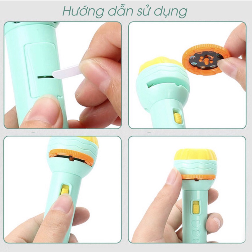 Đồ chơi đèn pin chiếu hình cho bé, bộ 80 hình sắc nét