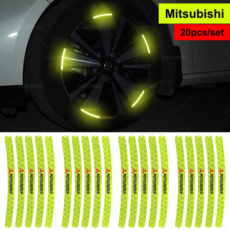 Bộ 20 Miếng Dán Trang Trí Viền Bánh Xe Hơi Mitsubishi Outlander Xpander Mirage ASX Lancer EVO PAJERO GALANT