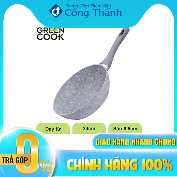 Chảo đúc vân đá Green cook 24cm GCP02-24IH