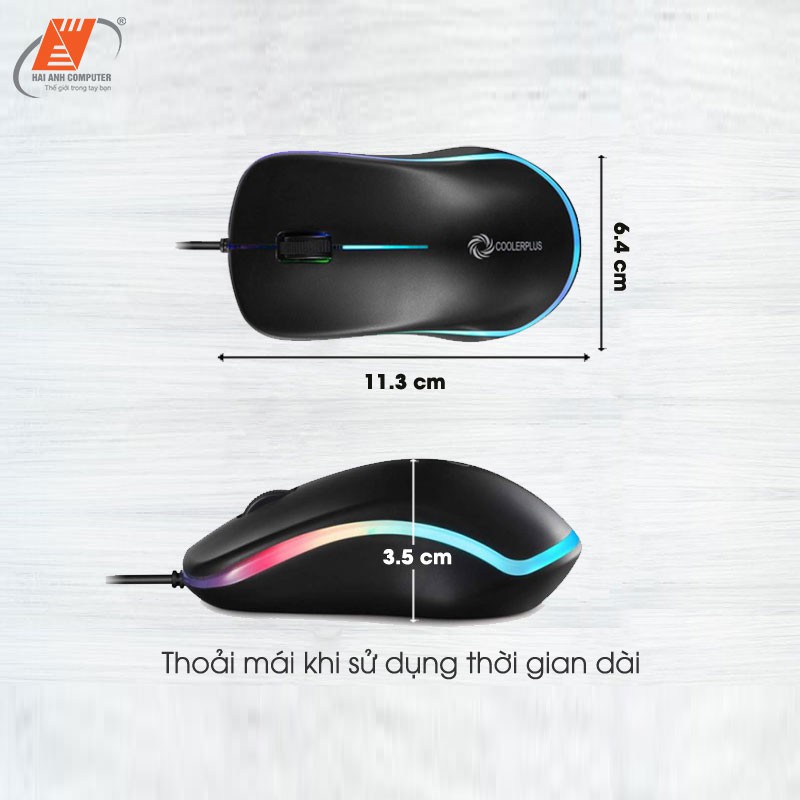 Chuột máy tính có dây Mouse Coolerplus FC112 | Chuyên GAME - Đèn LED 2 bên - Dây dài 1.6m - Hàng chính hãng