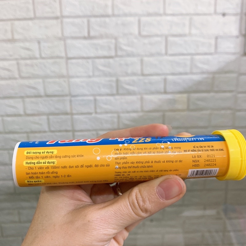 Viên sủi tăng lực vị bò húc date 2024