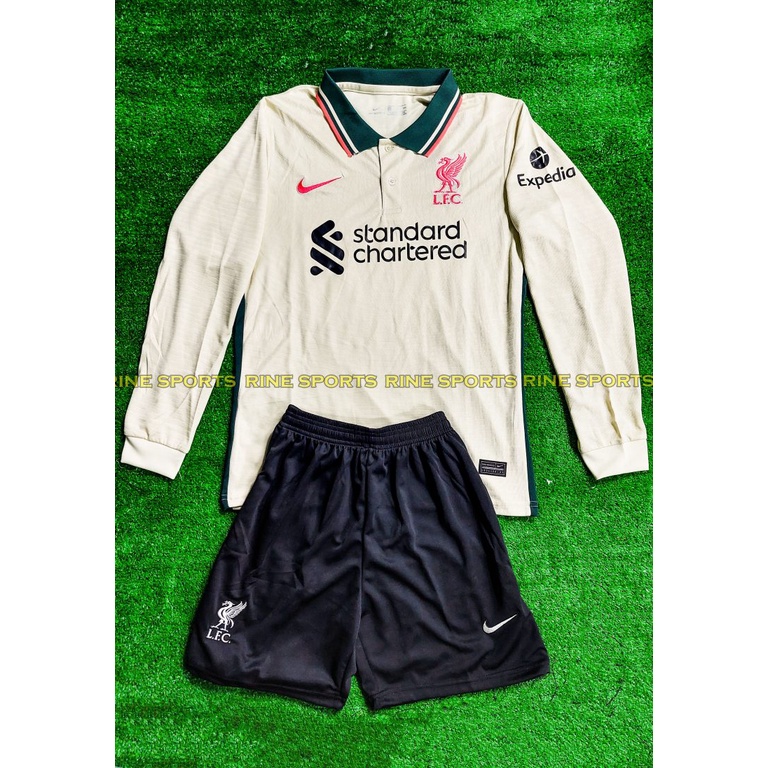 Bộ áo bóng đá liver - liverpool kem Dài Tay Hàng Super Thailand Logo Thuê toàn bộ giống thi đấu 100%