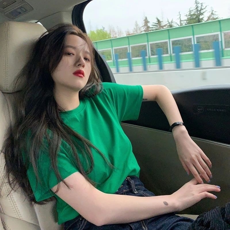 Áo Thun Cotton Cổ Tròn Ngắn Tay Dáng Rộng Thời Trang Mùa Hè Cho Nữ