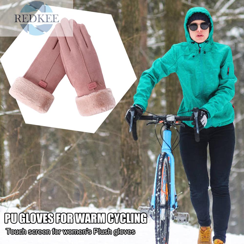 Đôi Găng Tay Da Lộn Giữ Ấm Cảm Ứng Thời Trang Cho Nữ