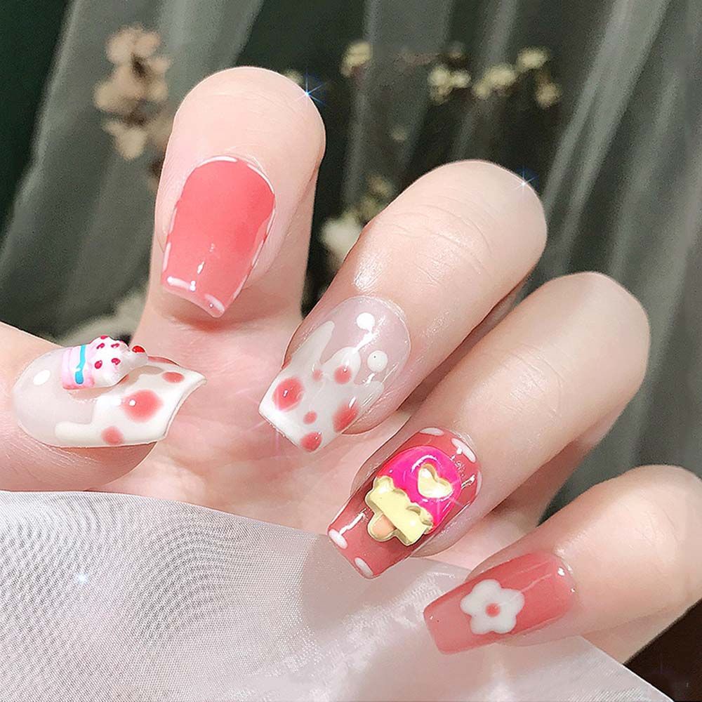 [Hàng mới về] Phụ kiện trang trí móng kiểu dáng hoạt hình 3d DIY