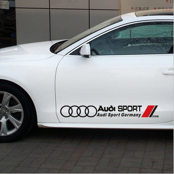 Bộ 2 tem dán cửa xe ô tô Audi