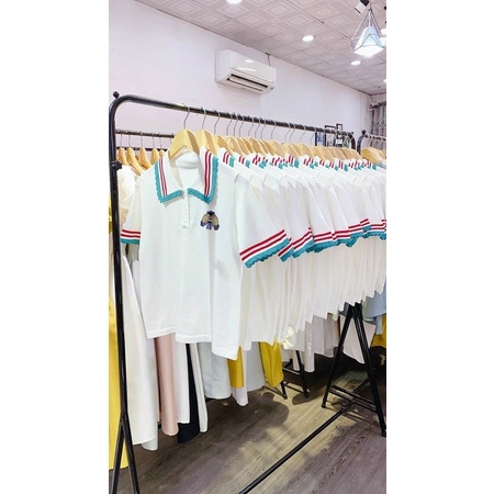 Áo len polo thêu ong pha viền kẻ bèo siêu hot 2021 | BigBuy360 - bigbuy360.vn