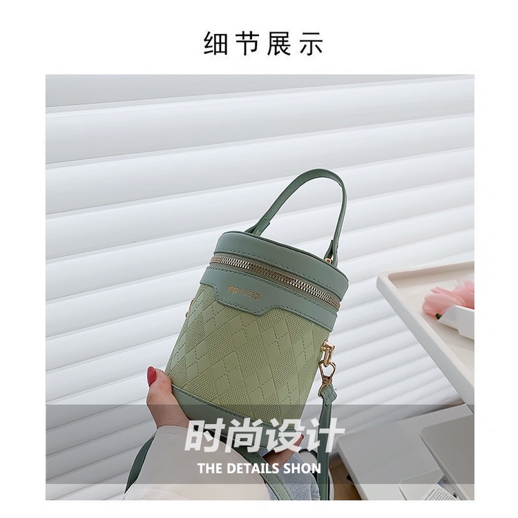 Túi đeo chéo JASMIN NOIR hình trụ hoa văn kẻ ô dành cho nữ
