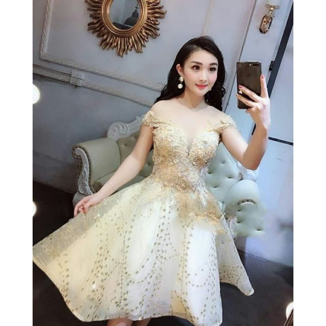 ĐẦM XOÈ KIM SA ĐÍNH HOA 3D