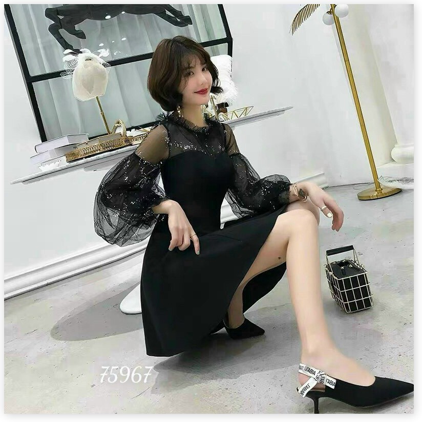 ĐẦM UMI PHỐI LƯỚI KIM TUYẾN HỌA TIẾT SANG TRỌNG,CHẤT LIỆU VÃI UMI THOÁNG MÁT LANA FASHION