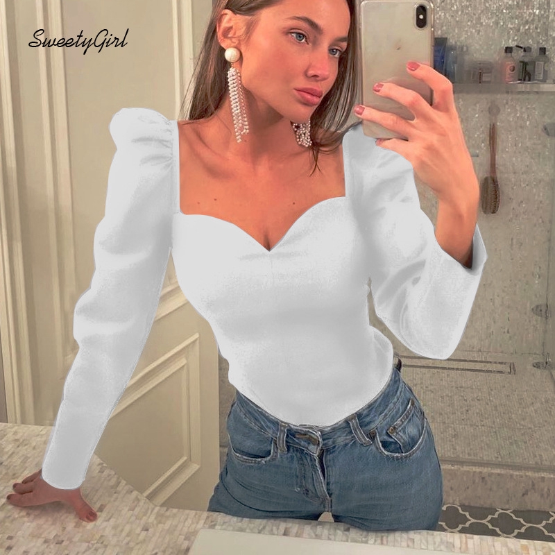 Áo Thun Nữ Tay Dài Cổ Chữ V Màu Trơn Thời Trang