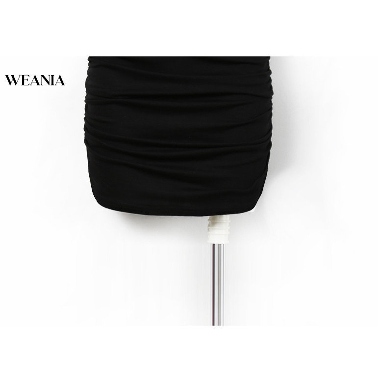 Đầm Body Tay Ngắn Cổ Vuông Màu Trơn Thiết Kế Ôm Sát Tôn Dáng