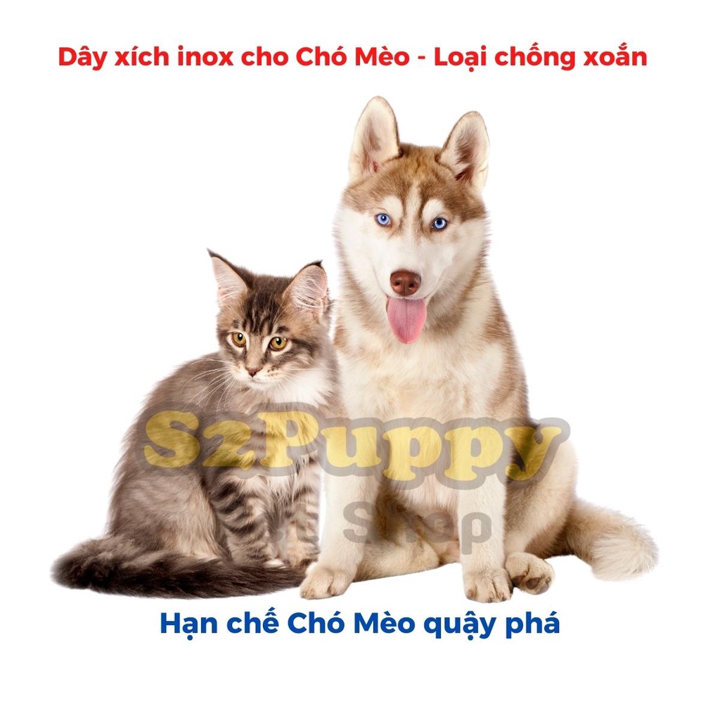 Dây xích inox cho Chó mèo không ghỉ chống xoắn - Xích chó mèo inox