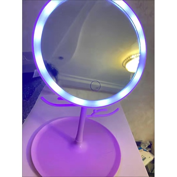 Gương để bàn trang điểm,có đèn LED 3 chế độ sáng có tặng kèm cáp sạc