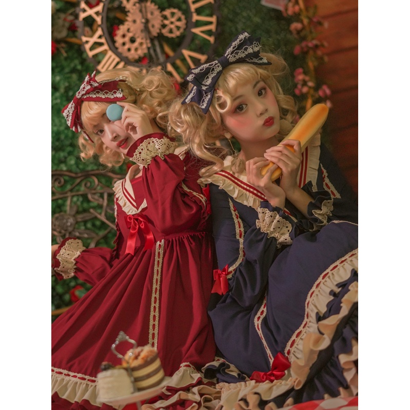 Váy lolita dài tay  retro phong cách  eo cao váy công chúa