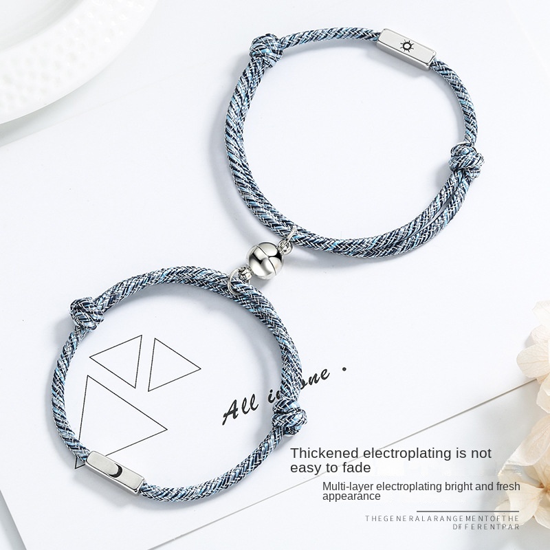 Vòng Đeo Tay Cặp Đôi Dệt Tay Mặt Trăng Mặt Trời Làm Quà Tặng Valentine