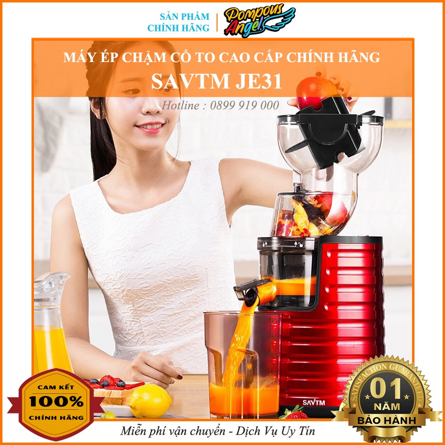 Máy ép hoa quả trái cây chậm cổ to SAVTM JE31 JE35 /HONGXIN RH312,kiệt bã 99%(cần tây,ổi,dứa..
