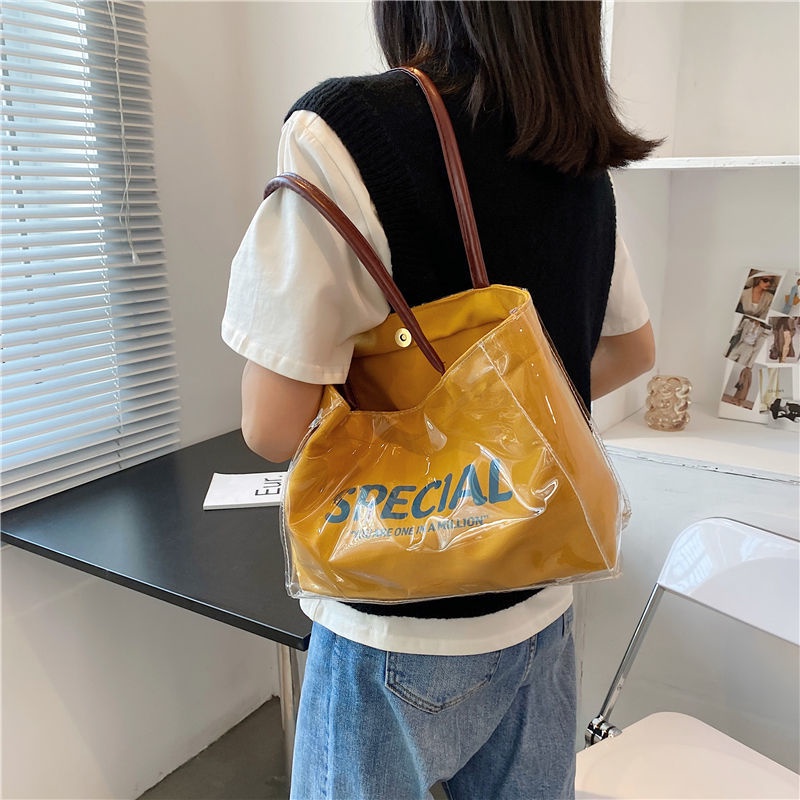 Túi xách đeo vai trong suốt sức chứa lớn phong cách Hàn Quốc thời trang cho nữ