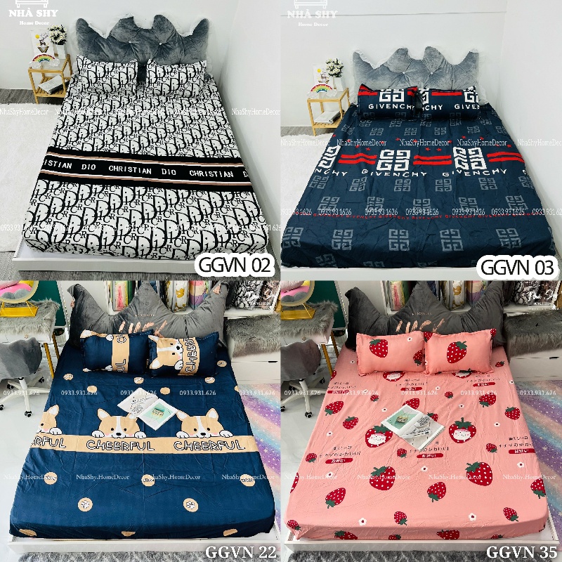 Bộ Ga Giuờng Cotton Poly 3 Món Chất Cotton Poly Hàng Việt Nam Sản Xuất - Set Ga + 2 Vỏ Gối Nằm