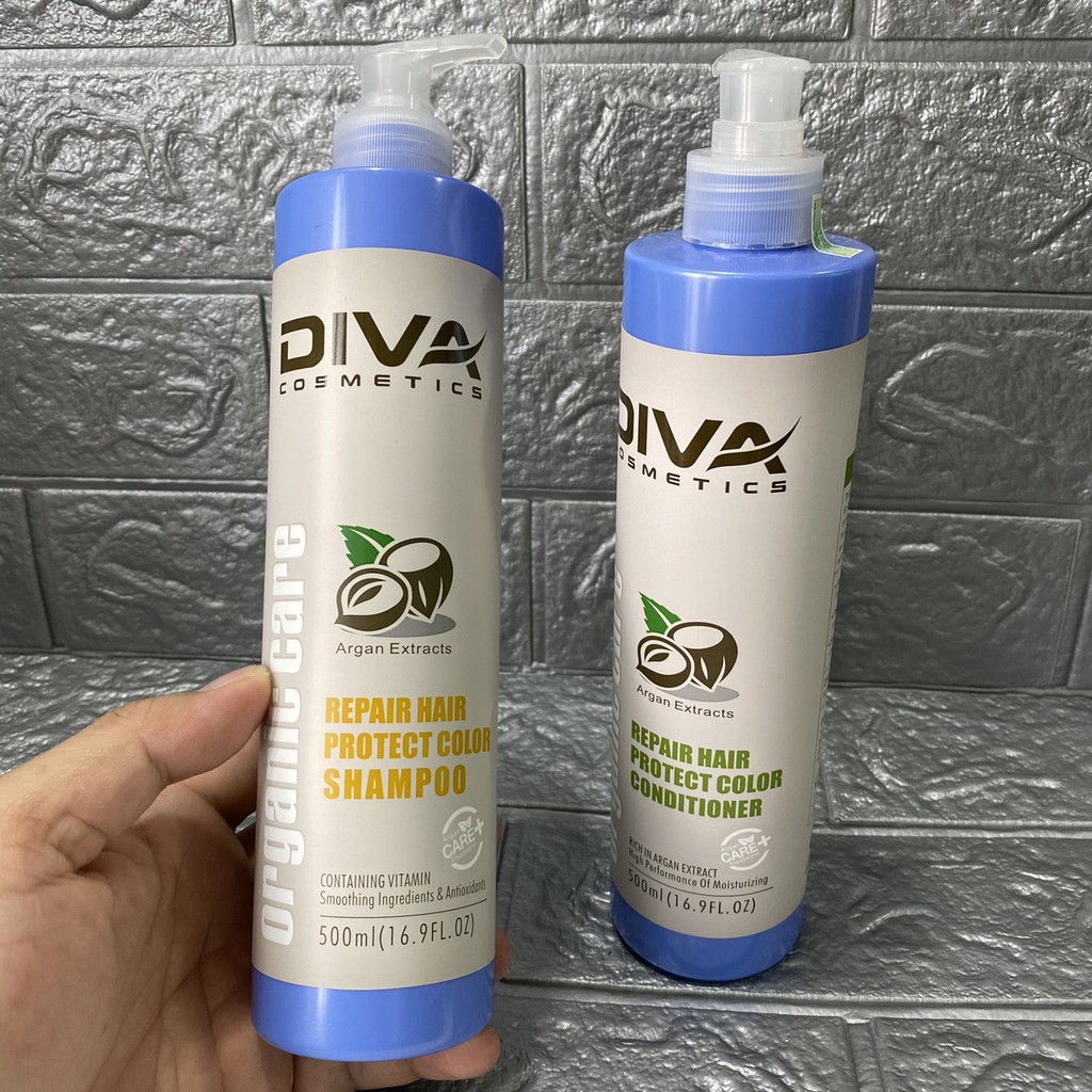 (MẪU MỚI 2019) Dầu gội xả DIVA ORGANIC CARE phục hồi và bảo vệ màu nhuộm 500mlx2