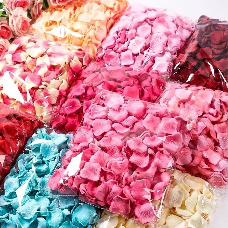 100 Cánh hoa hồng giả 5x5cm nhiều màu sắc trang trí tiệc cưới