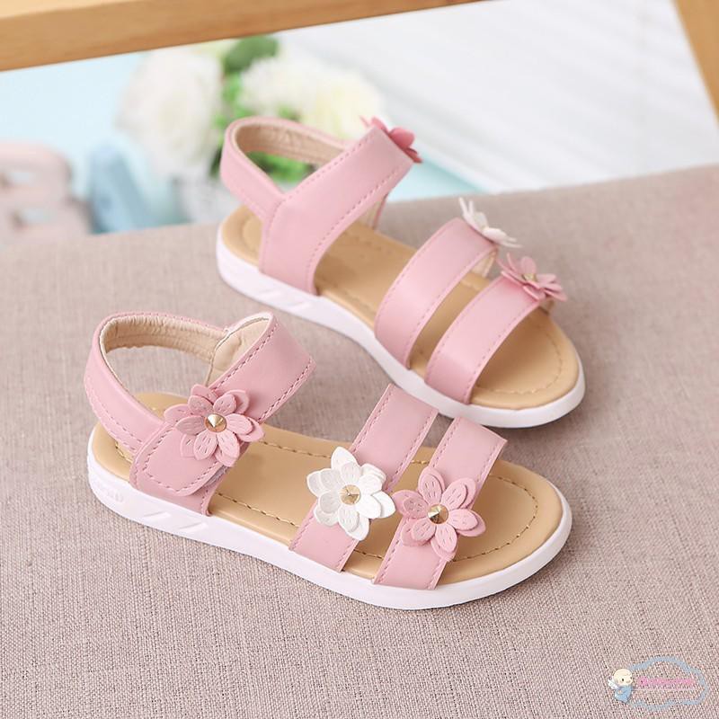 Giày sandal đính bông đơn giản dễ thương cho bé gái