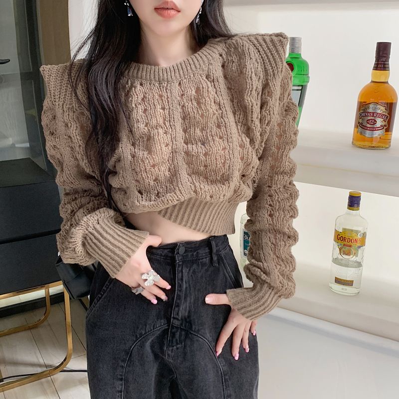 Áo Sweater Dệt Kim Mỏng Góc Phải Phong Cách Retro Mùa Thu Mới