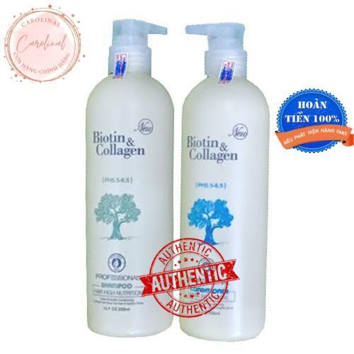 Cặp Dầu gội xả biotin [Siêu mềm mượt 100%-Hàng Auth] Dầu gội xả biotin collagen new siêu mềm mượt cho tóc khô