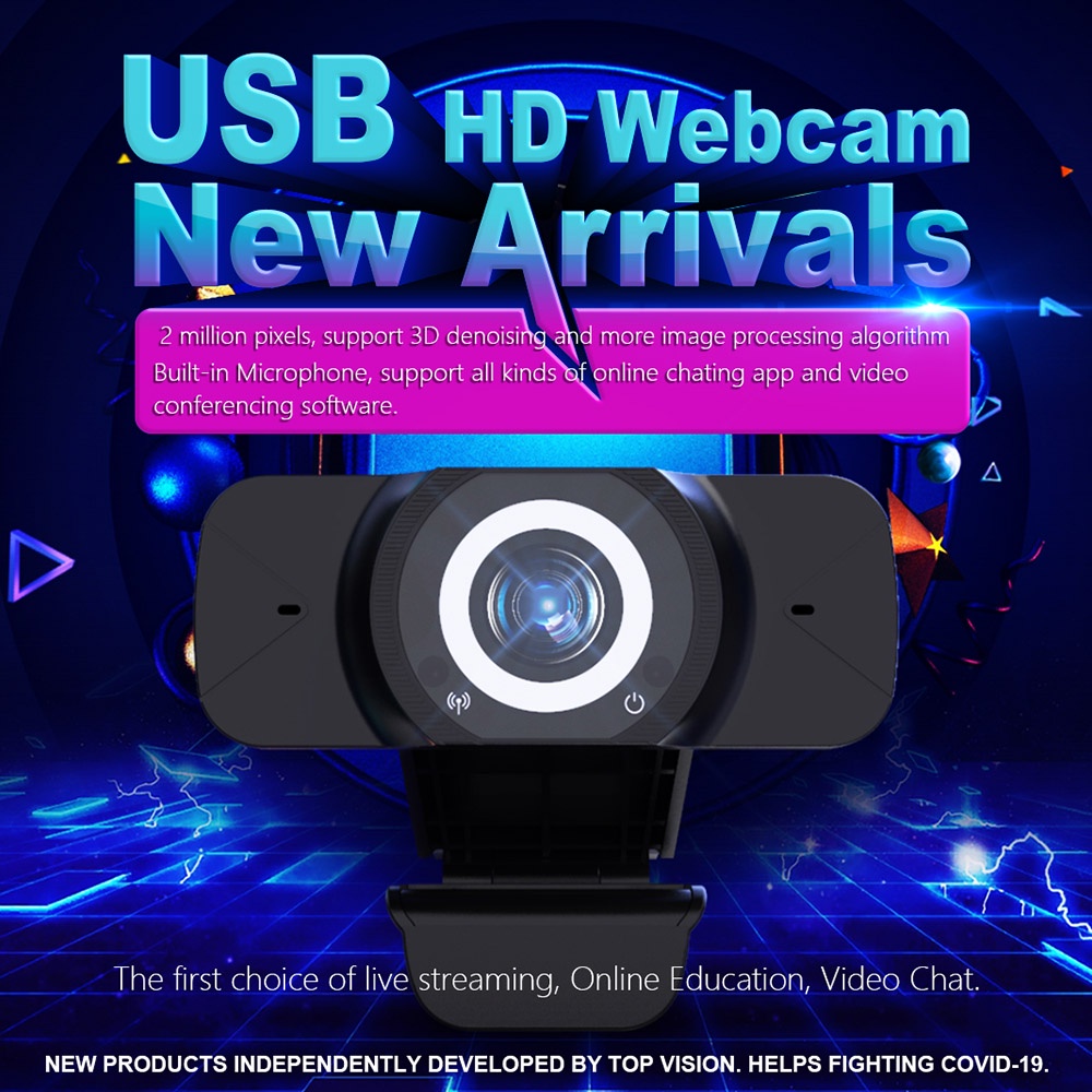 Webcam Kẹp 1080P Màn Hình Tích Hợp Míc - Webcam Máy Tính Hỗ Trợ Học Trực Tuyến, để bàn | WebRaoVat - webraovat.net.vn