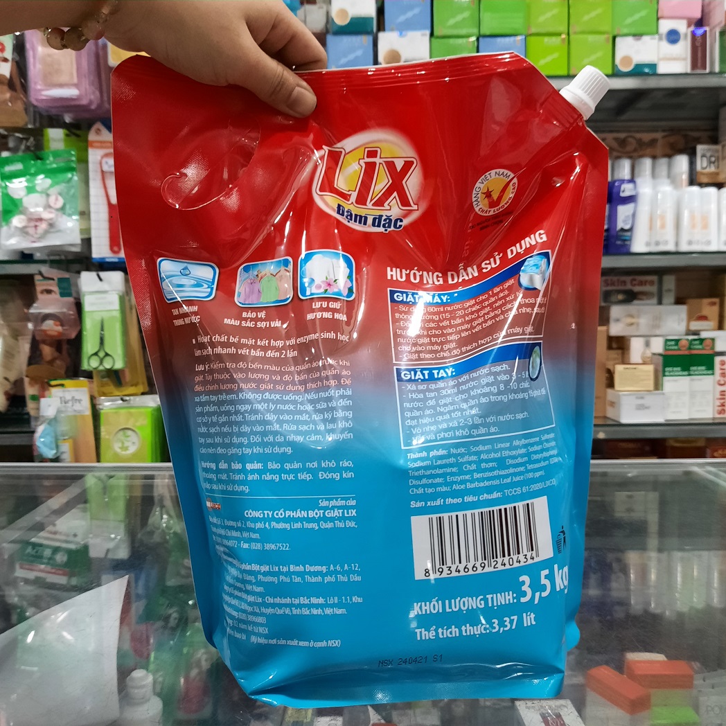 Túi Nước Giặt Lix Đậm Đặc Hương Hoa 3.5Kg - Tẩy Sạch Vết Bẩn Cực Mạnh