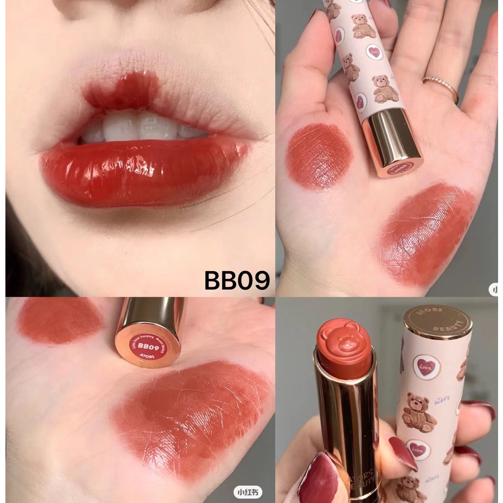 ATORS Little Bear son môi son dưỡng ẩm có màu trong suốt Không bếtng điểm  bóng tự nhiên son bóng lipstick dính Tra