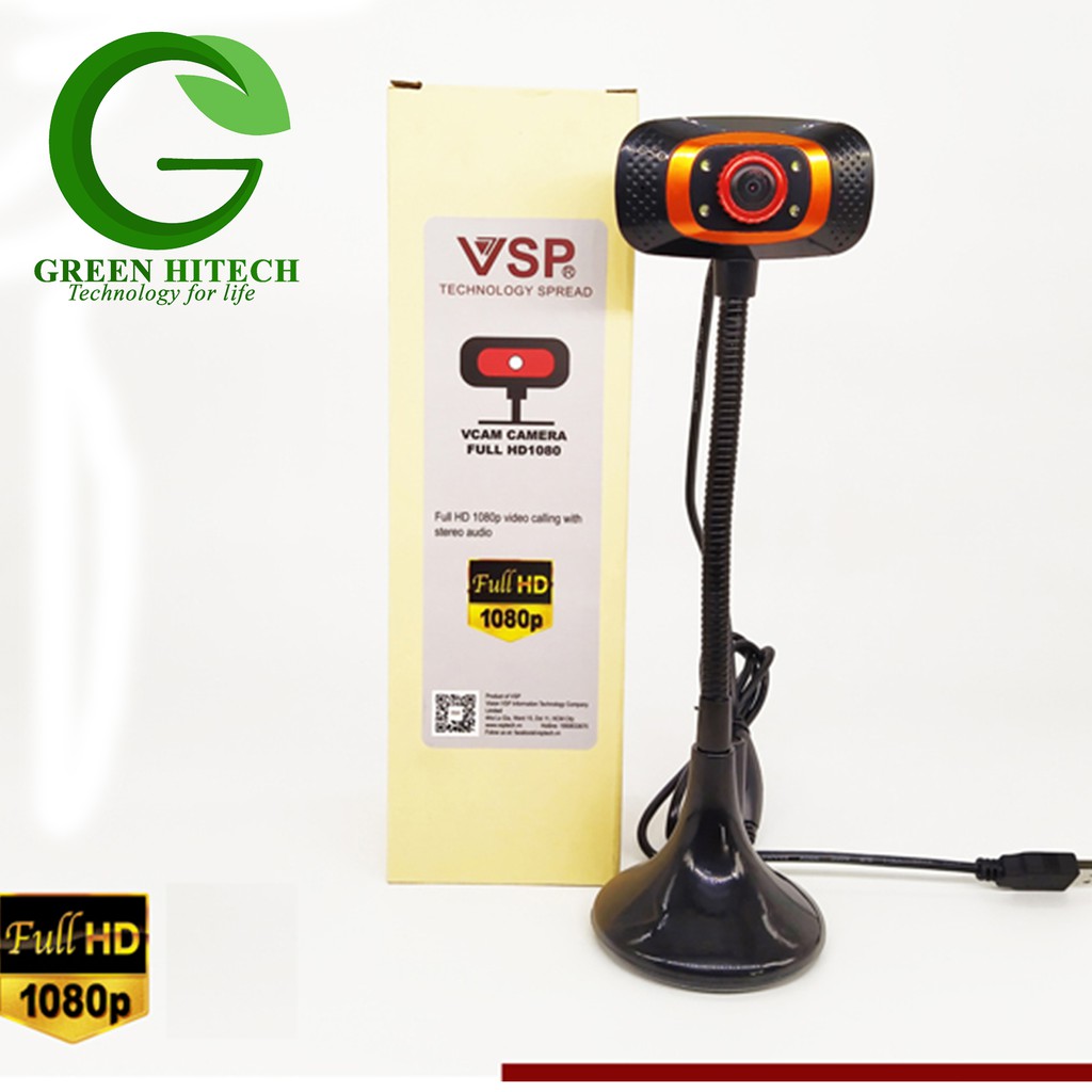 [Mã ELORDER5 giảm 10K đơn 20K] Webcam VSP 1080p FullHD/CHÂN CAO/CÓ ĐÈN(FULL BOX)