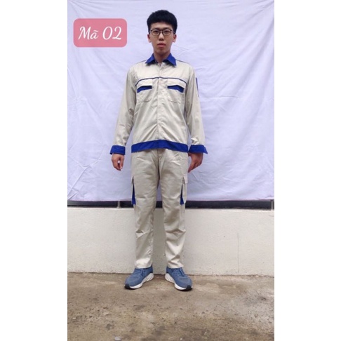 Quần áo bảo hộ may kỹ vải kaki dày dặn không bai nhão cho kỹ sư, giám sát, công nhân BHH - M02