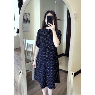 Đầm bầu chấm bi tay lỡ cổ trụ