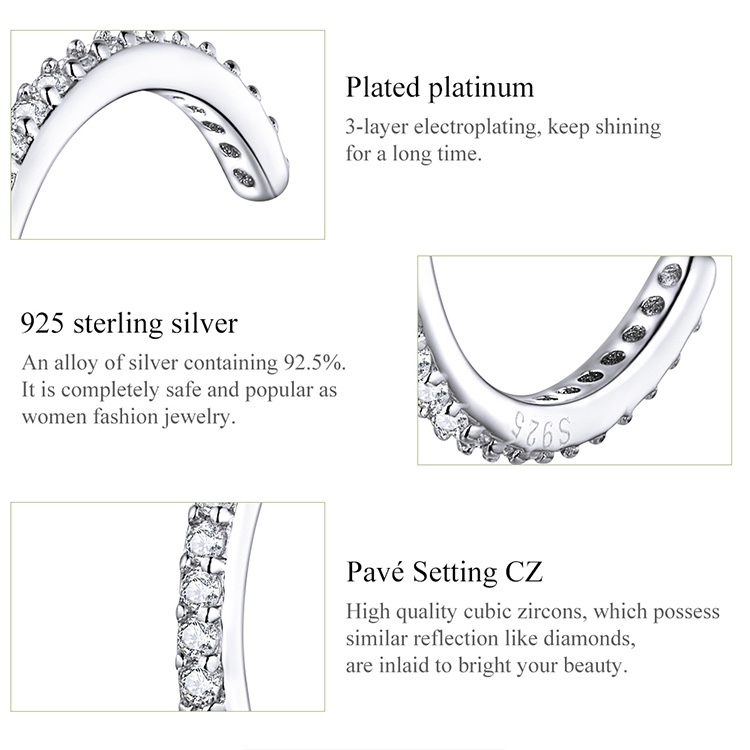 Đôi khuyên tai BAMOER SCE842 chốt bạc 925 đính hạt nhỏ sang trọng