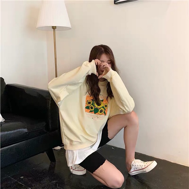 Áo sweater nỉ unisex form rộng SunFlower, thời trang thu đông ulzzang hoa hướng dương Nam Anh 24