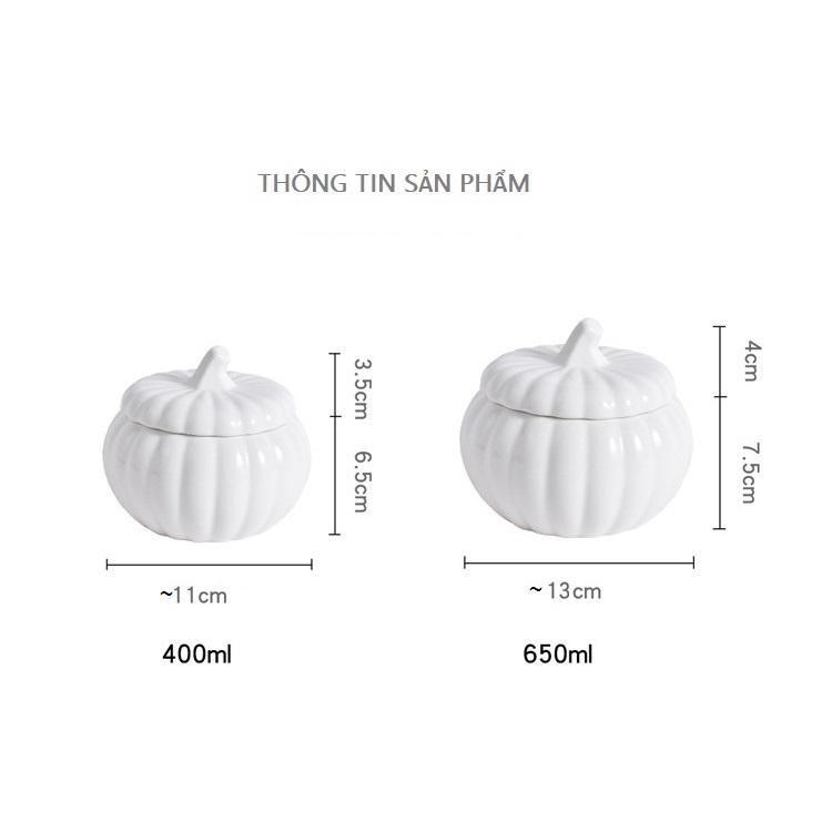 Bát súp canh hầm tạo hình quả bí ngô size 13,5 cm và 11,5 cm