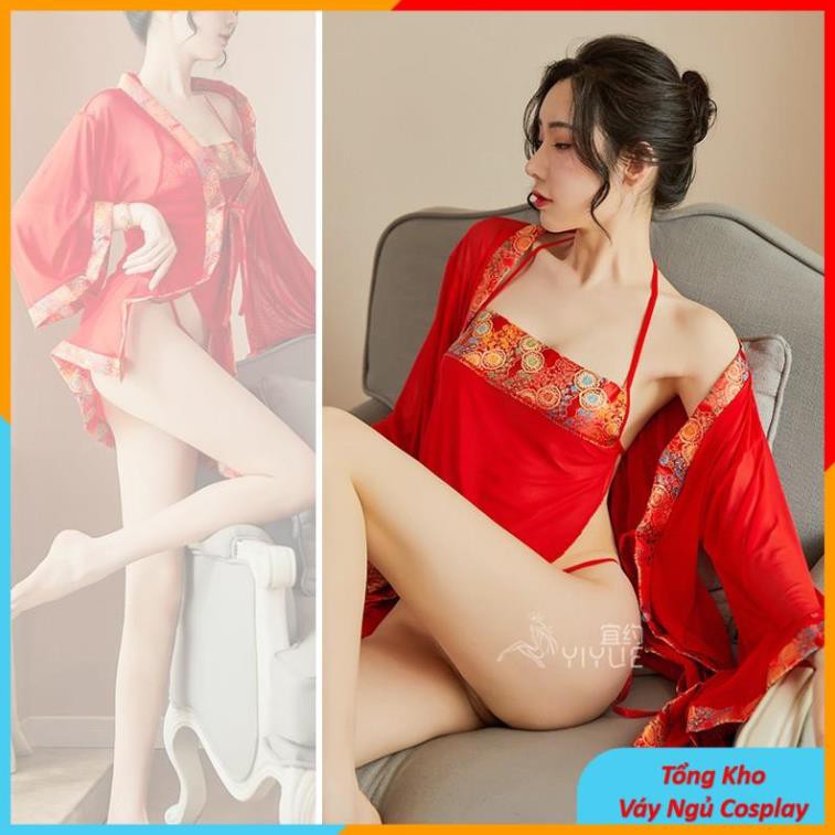 Bộ Đồ Ngủ Cosplay Tân Nương Cổ Trang - Võ Tắc Thiên Choàng + set Yếm Siêu mịn đẹp