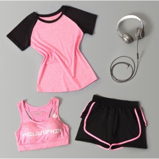 Bộ đồ tập thể hình nữ 3 món( quần dài hoặc quần đùi) / để ya bảng size phần hình ảnh