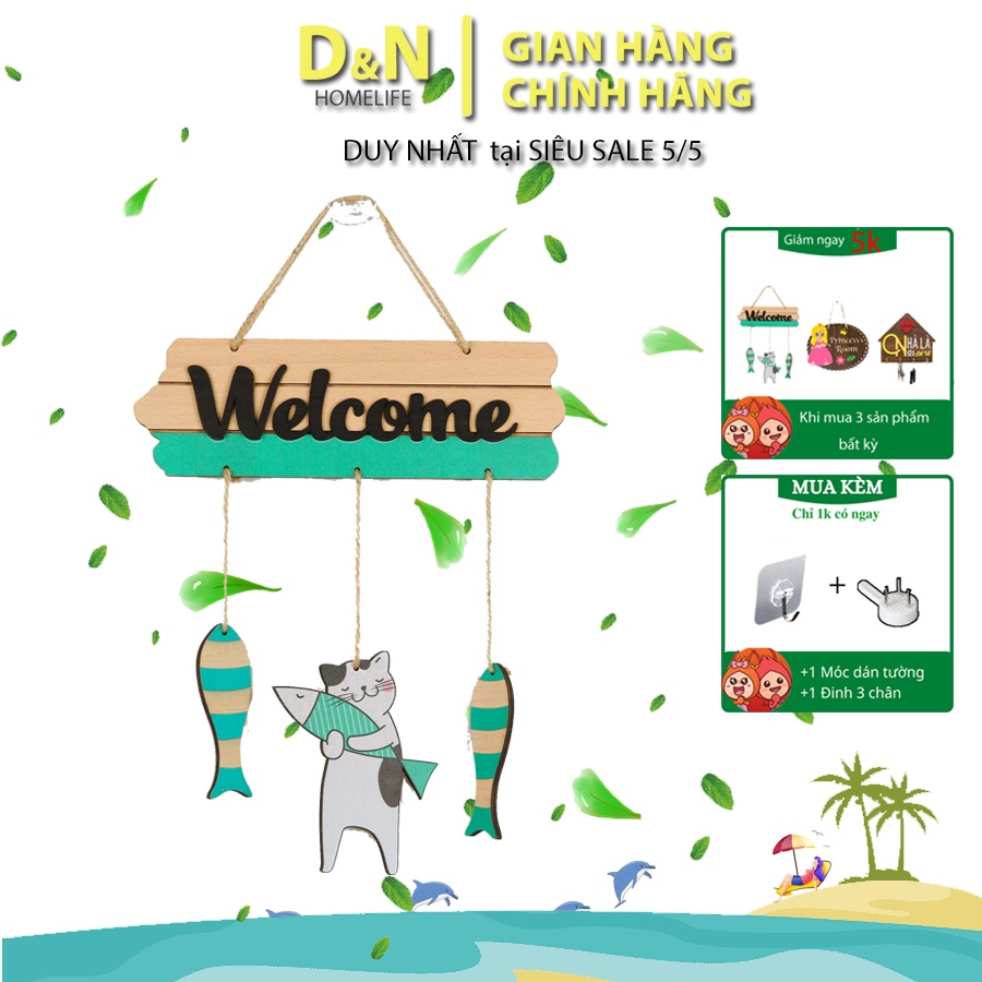 Bảng gỗ hình Welcome decor trang trí phòng khách, phòng ngủ, phòng tắm, phòng đọc sách, bếp, văn phòng, cửa hàng, quán c