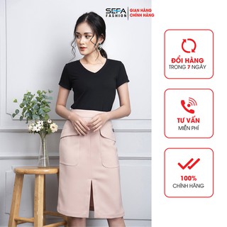 Chân váy ôm xẻ trước phối túi SF003201