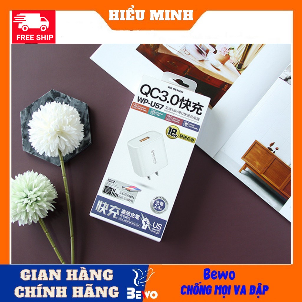 Bộ sạc nhanh 18W , U57chính hãng Remax cho Iphone, samsung, Quick Charge 3.0