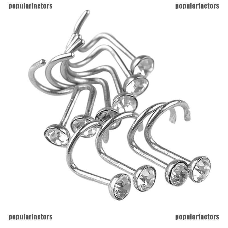 Bộ 10 Khuyên Mũi Thép Không Gỉ Đính Pha Lê