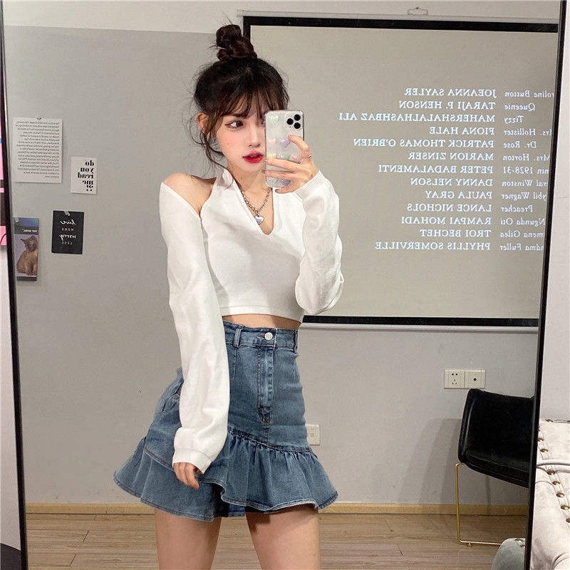 Chân Váy Denim Viền Bèo Dáng Chữ a Thời Trang Mùa Hè Phong Cách Mới Dễ Phối Đồ Cho Nữ 2022