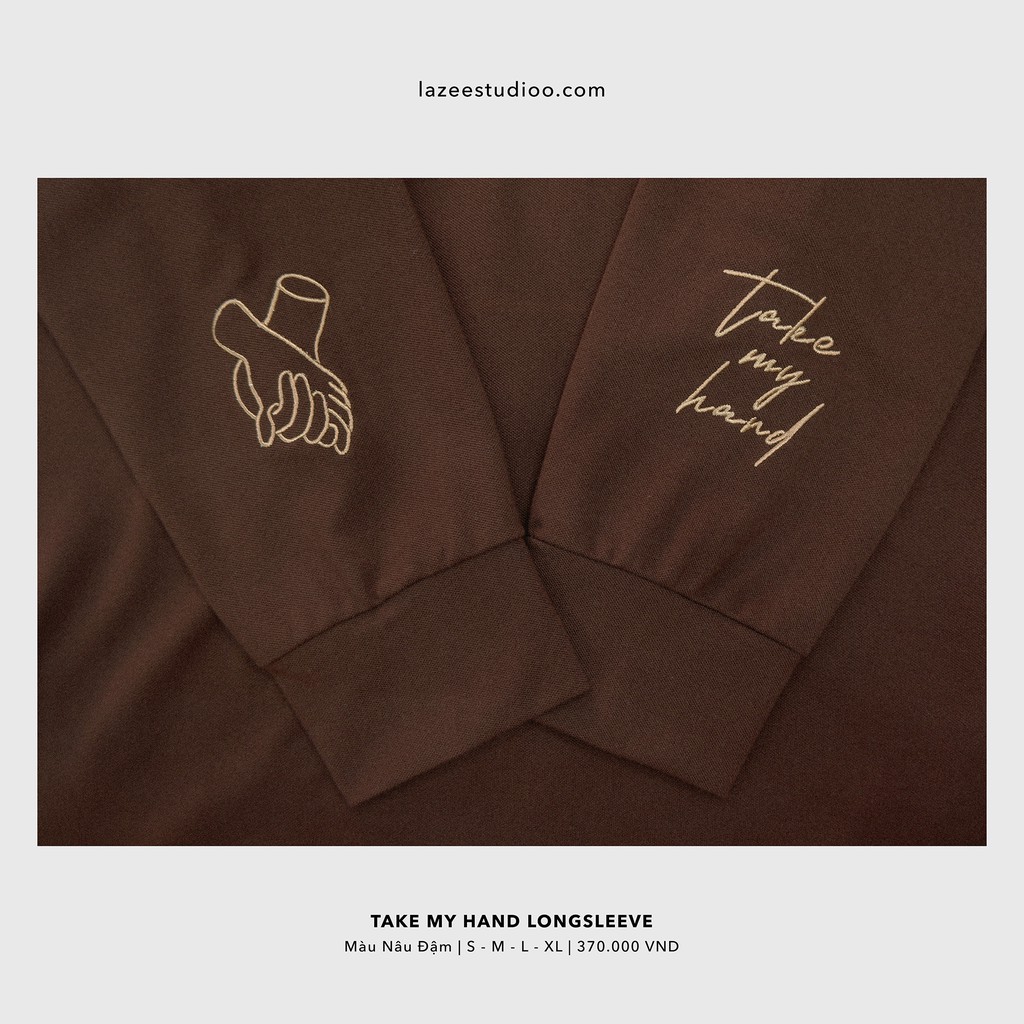 ÁO THUN DÀI TAY CỔ TRỤ - "TAKE MY HAND" POLO (XÁM/NÂU ĐẬM) | BigBuy360 - bigbuy360.vn