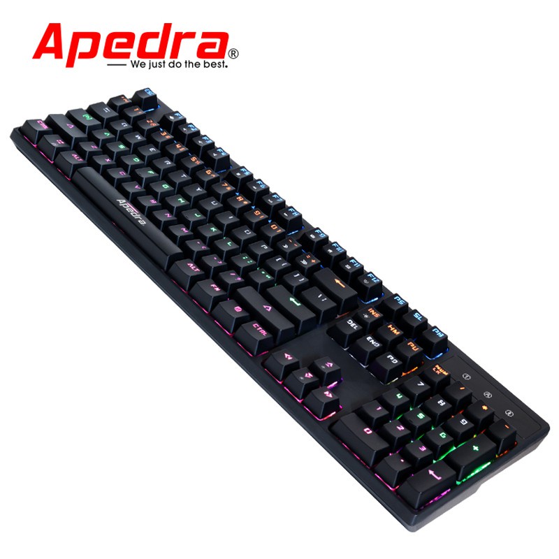 BÀN PHÍM CƠ CHUYÊN GAME APEDRA MK- X70 - LED ĐỔI MÀU USB 104 phím led RGB nhiều chế độ Swith blue -dc3019