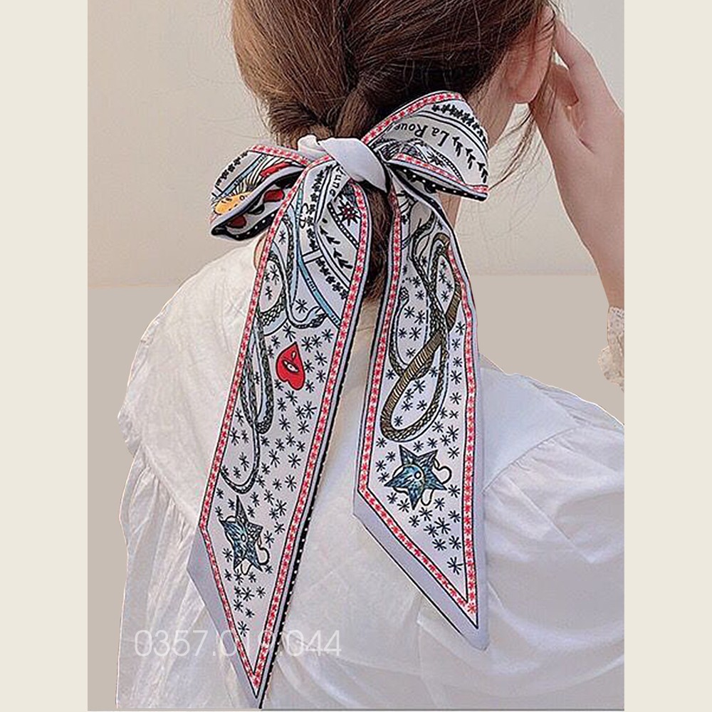 Dây buộc tóc vải thời trang hot trend bandana, khăn lụa dài quàng cổ, quấn túi đa năng phong cách hàn quốc