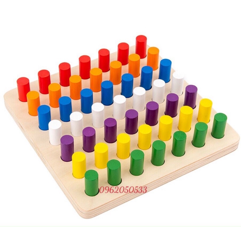 chốt cắm phức tạp - giáo cụ montessori , chốt cắm tròn trốt cắm màu sắc
