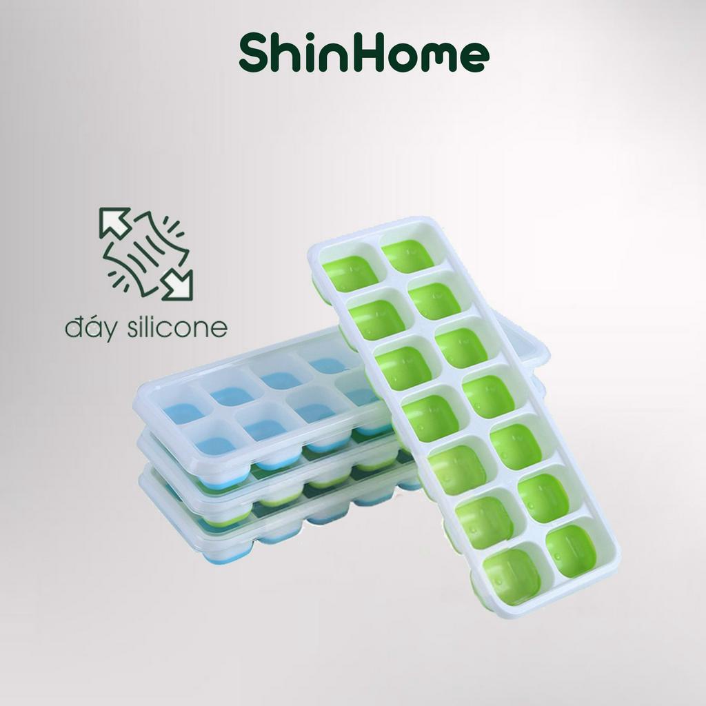Khay đá đế silicon có nắp, khay trữ silicon chống dính